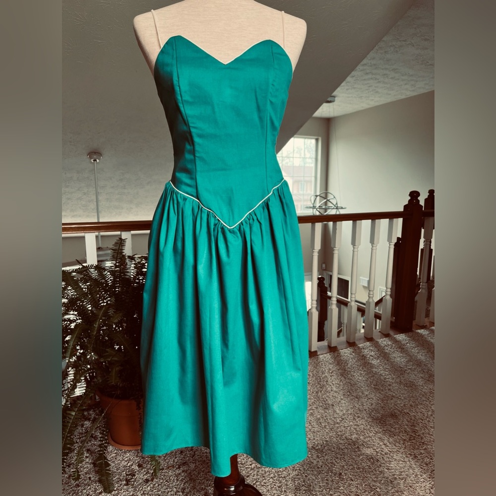 Vintage 1980s Billy Jack for Her Emerald Green Sundress, Modern Size 2/4